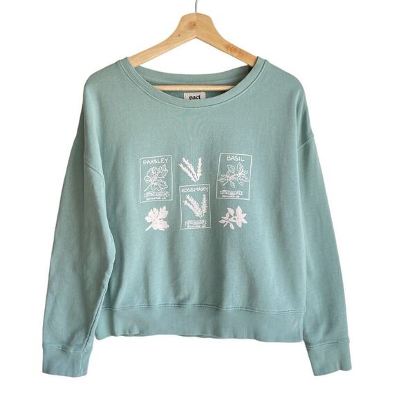 Pact Tops - PACT Womens Size Medium Crewneck Sweatshirt Organic Cotton Green Garden Herbs